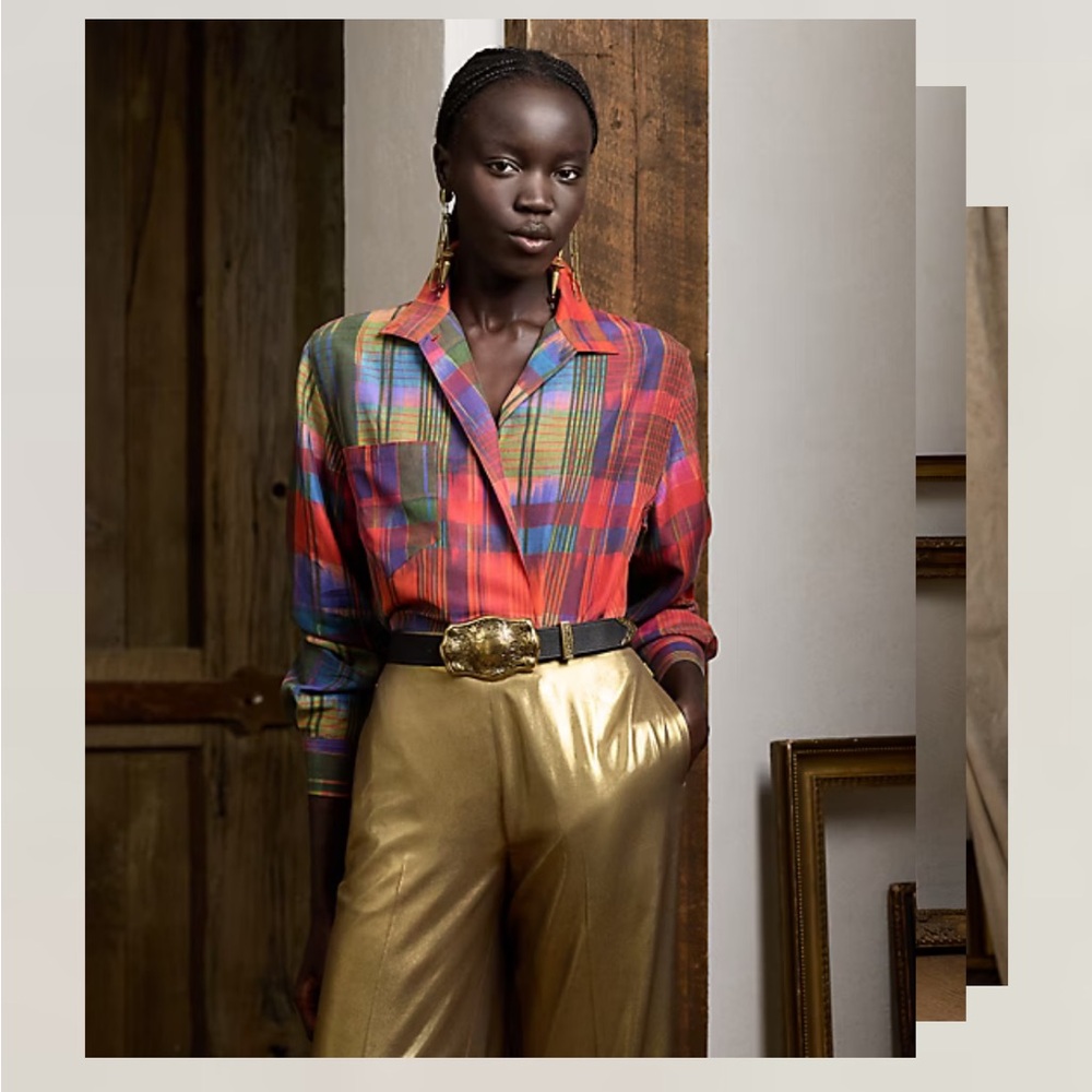 Ralph Lauren Collection Corinna Print Silk Habotai Shirt